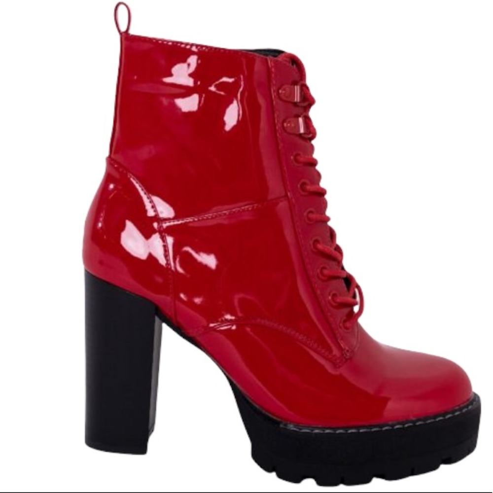 🎉Host Pick🎊 Dolls Kill Fire Engine Red Patent Leather Boots - Picture 2 of 3